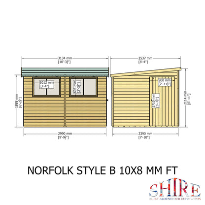 Shire Norfolk 10x8 Single Door Shiplap Style B