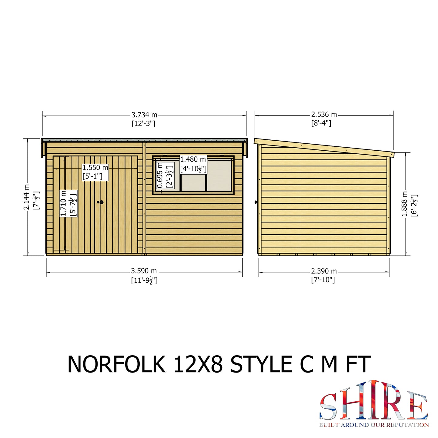 Shire Norfolk 12x8 Double Door Shiplap