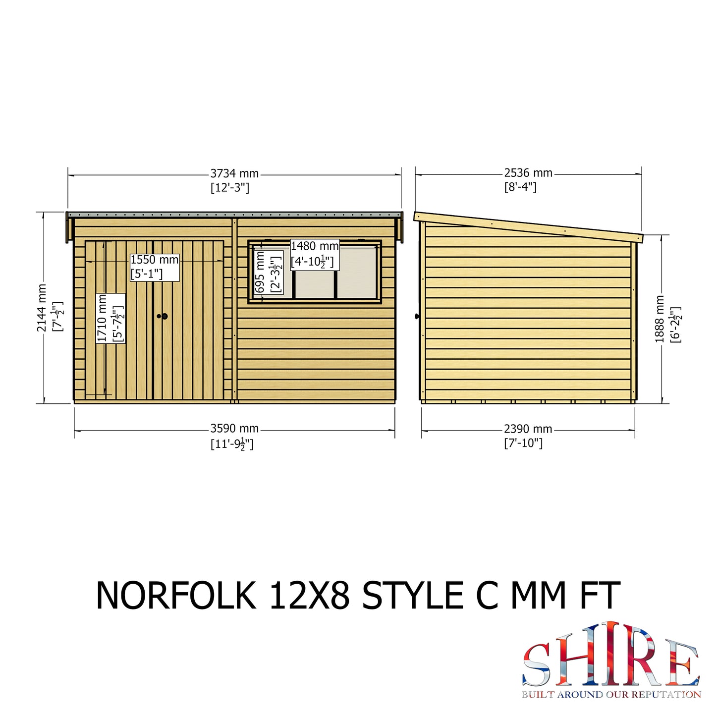 Shire Norfolk 12x8 Double Door Shiplap