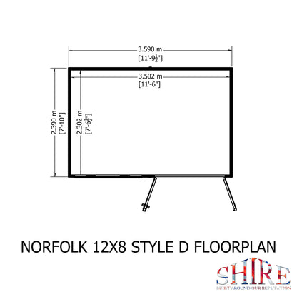 Shire Norfolk 12x8 Double Door Shiplap
