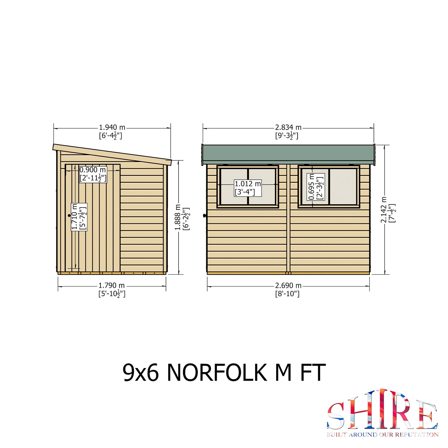 Shire Norfolk 9x6 Single Door Loglap Style A
