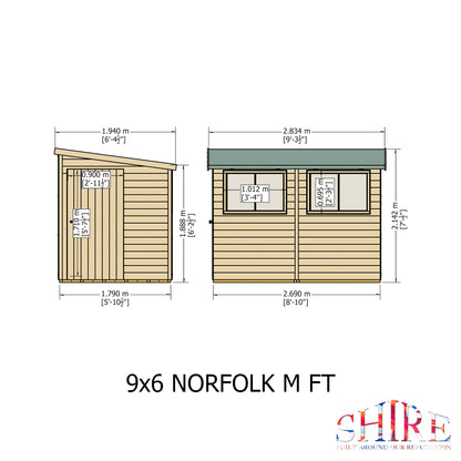 Shire Norfolk 9x6 Single Door Loglap Style A