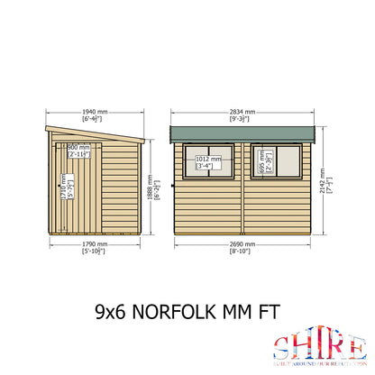 Shire Norfolk 9x6 Single Door Loglap Style A