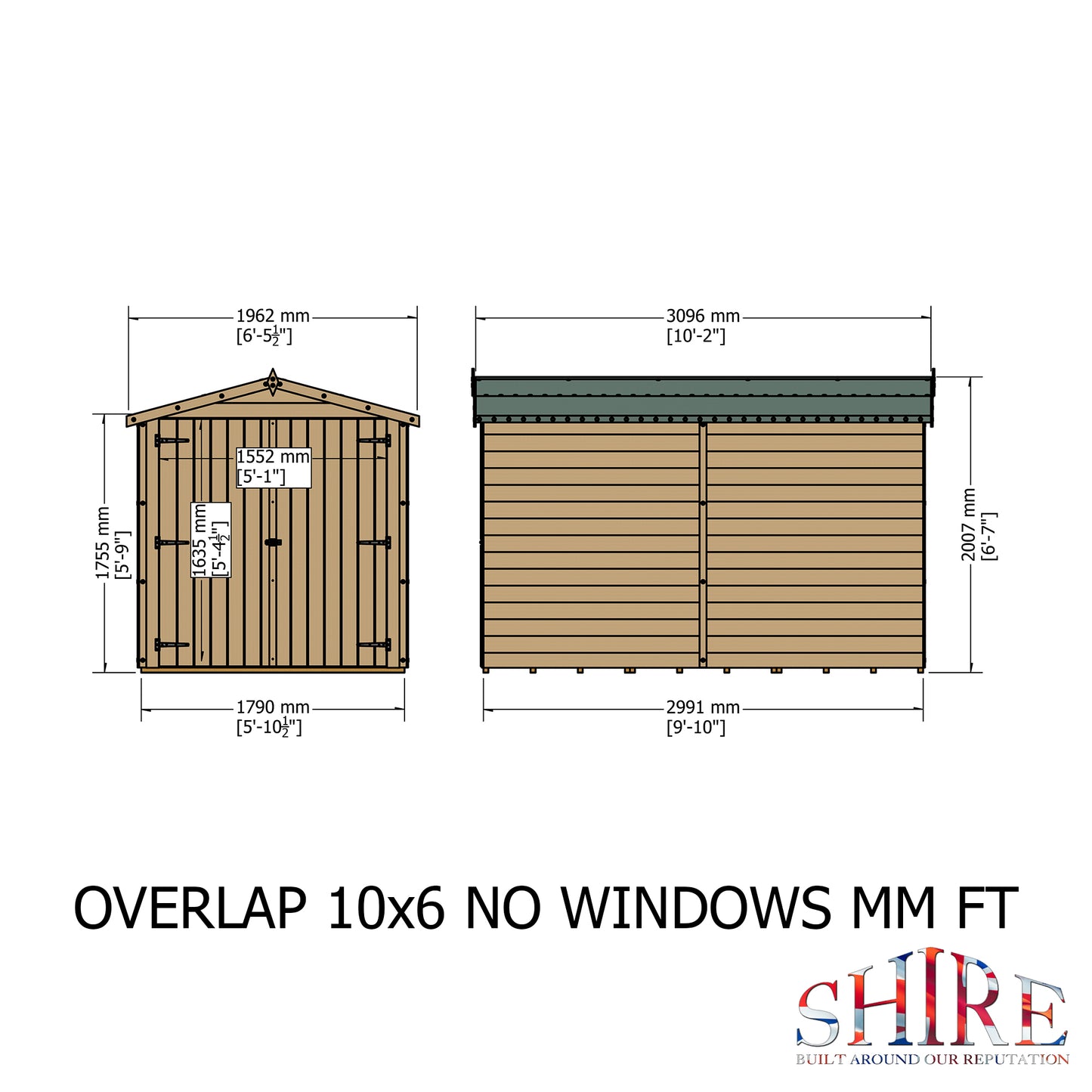Shire Overlap Double Door No windows 10x6 D/D