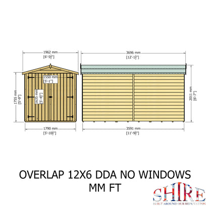 Shire Overlap Double Door No windows 12x6 D/D