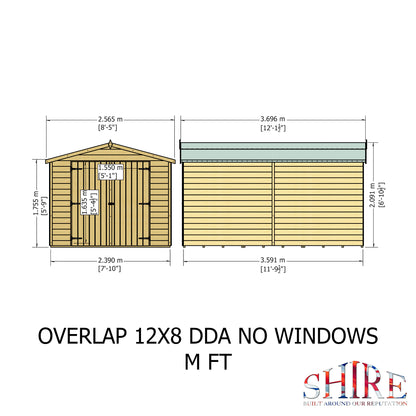 Shire Overlap Double Door No windows 12x8 D/D