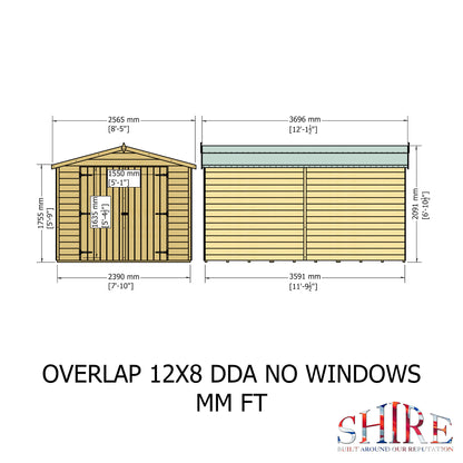 Shire Overlap Double Door No windows 12x8 D/D