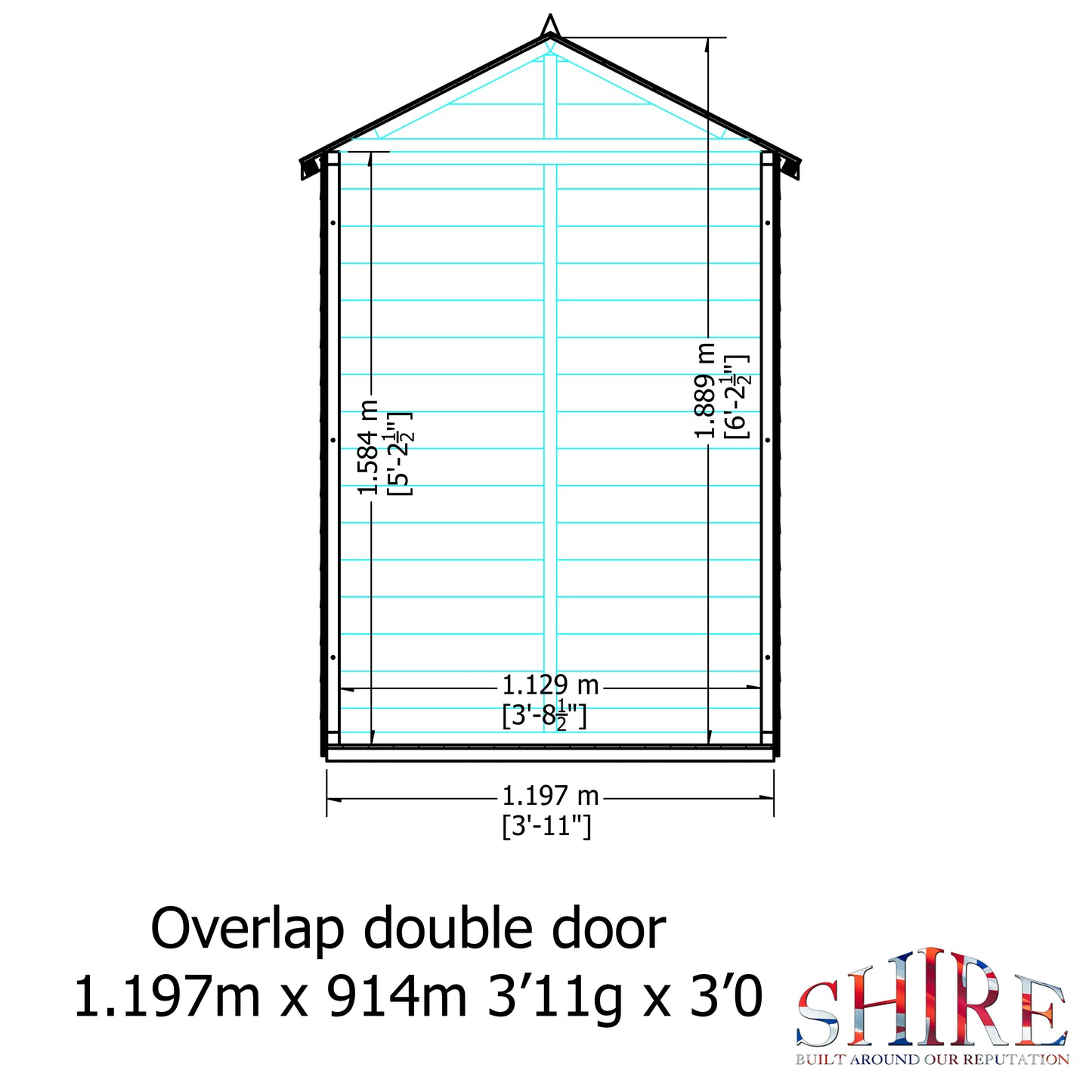 Shire Overlap Pressure Treated 4x3 Double Door