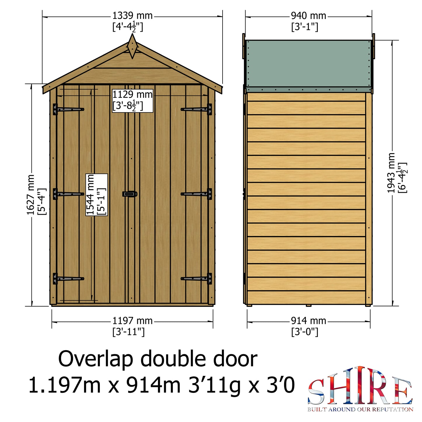 Shire Overlap Pressure Treated 4x3 Double Door
