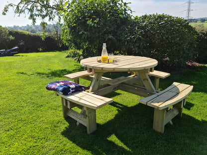 Churnet Valley Westwood Round 8 Seat Picnic Table