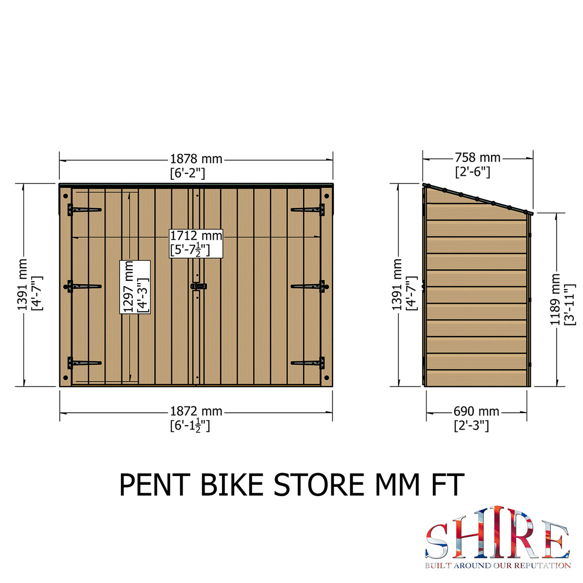Shire Pent Shiplap Bike Store No Floor 6x3