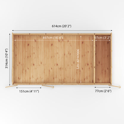 Mercia 6m x 3m(D) Insulated Garden Room with Side Shed