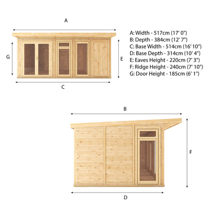 Mercia 5m x 3m(D) Insulated Garden Room with Side Shed