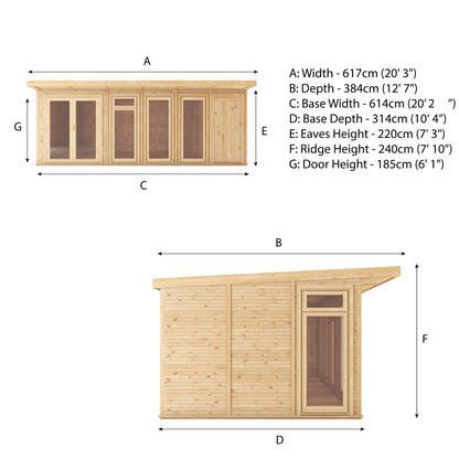 Mercia 6m x 3m(D) Insulated Garden Room with Side Shed