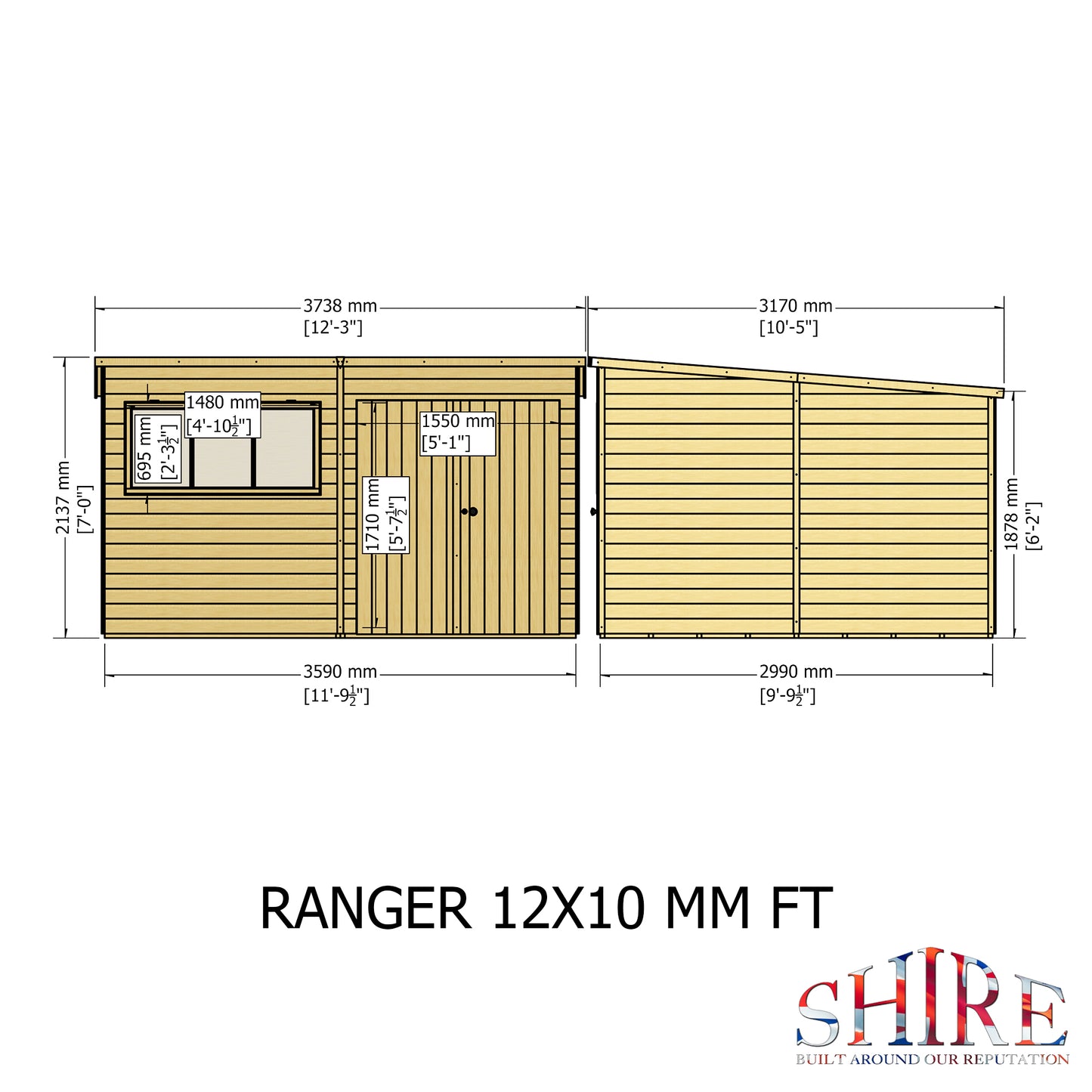 Shire Ranger 12x10 Double Door