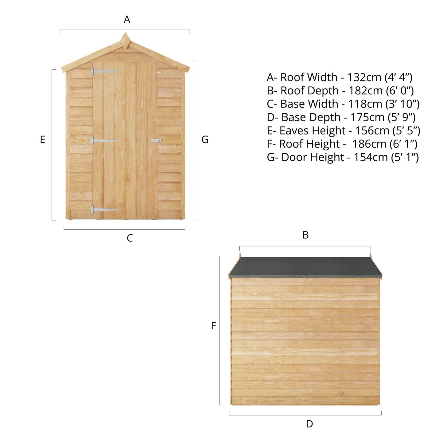 Mercia 6 x 4 Overlap Apex  - Windowless