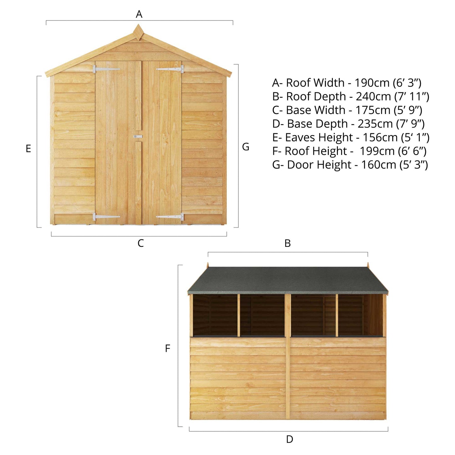 Mercia 8 x 6 Overlap Apex - Double Door