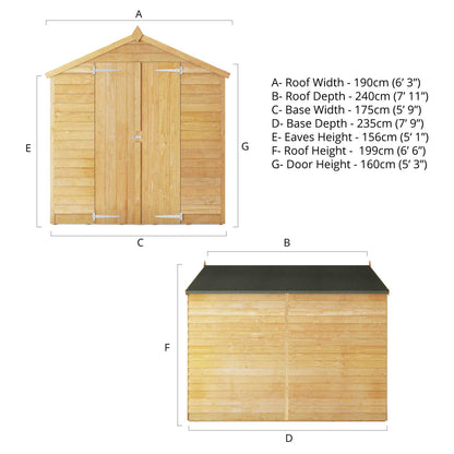 Mercia 8 x 6 Overlap Apex - Double Door  - Windowless