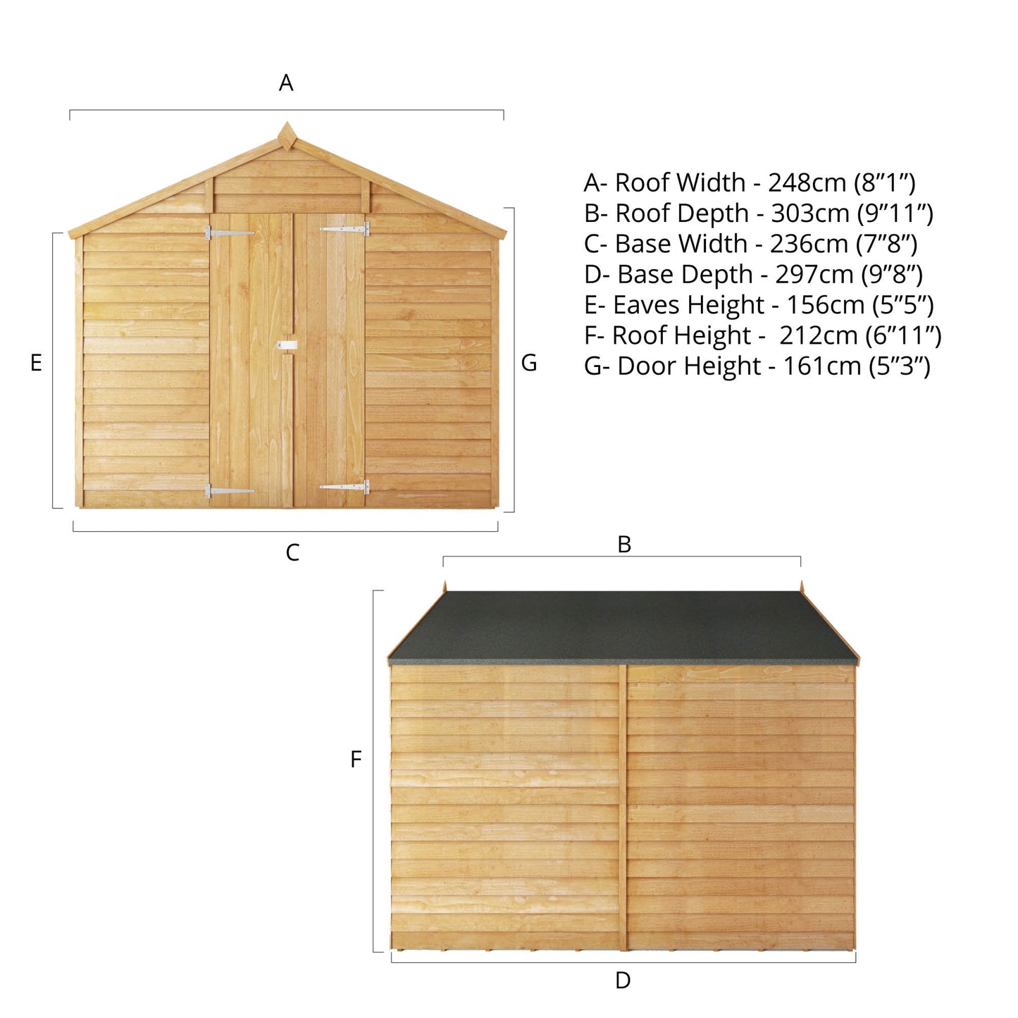 Mercia 10 x 8 Overlap Apex - Windowless