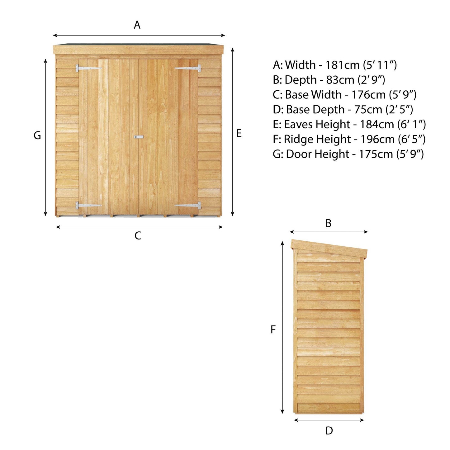 Mercia 6 x 2'6 Overlap Pent Storage