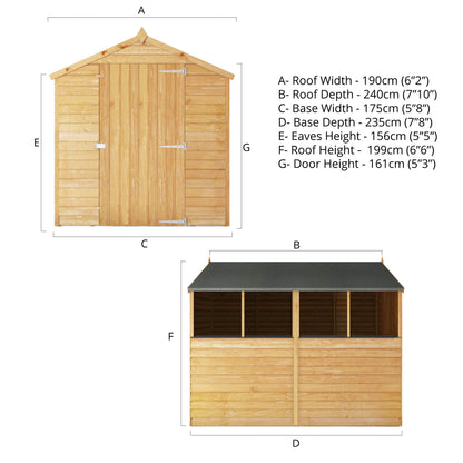 Mercia 8 x 6 Overlap Apex - Single Door