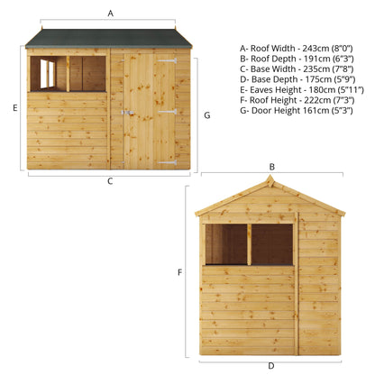 Mercia 8 x 6 Modular Shiplap Apex