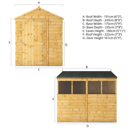 Mercia 8 x 6 Modular Shiplap Apex