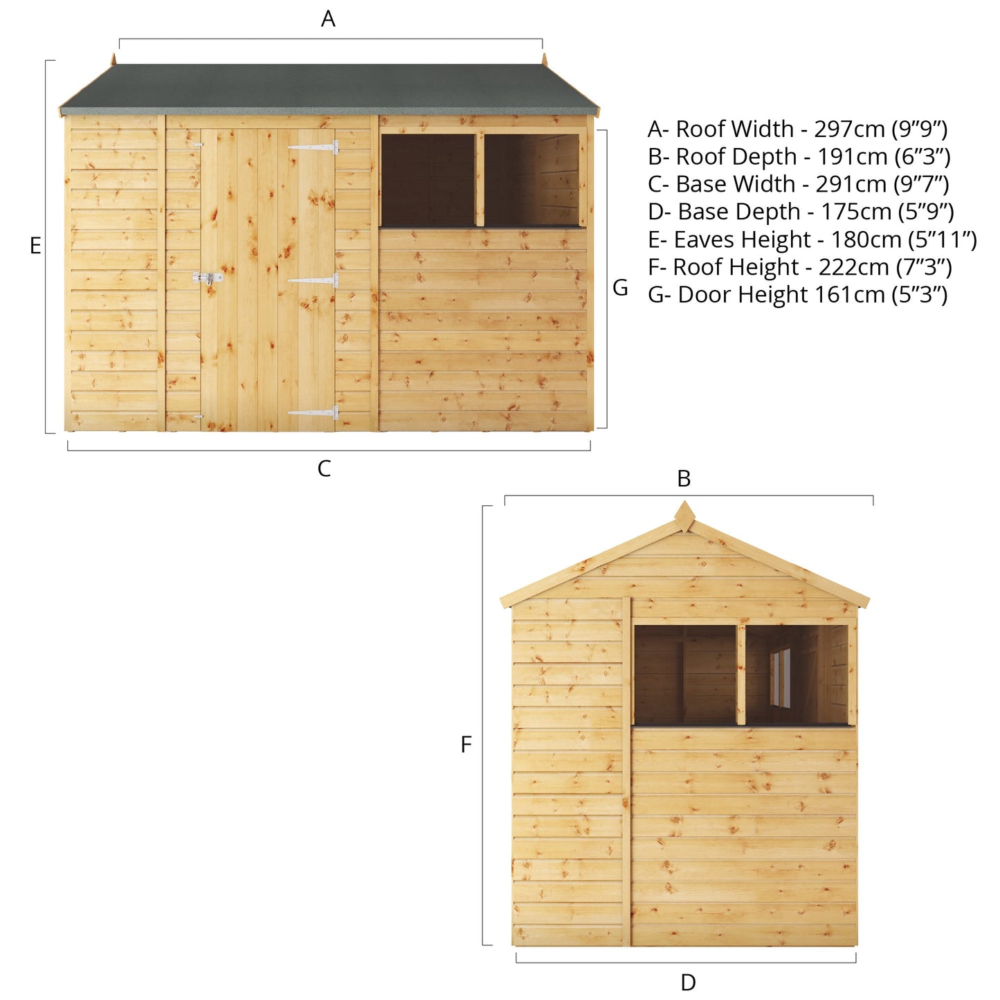 Mercia 10 x 6 Modular Shiplap Apex