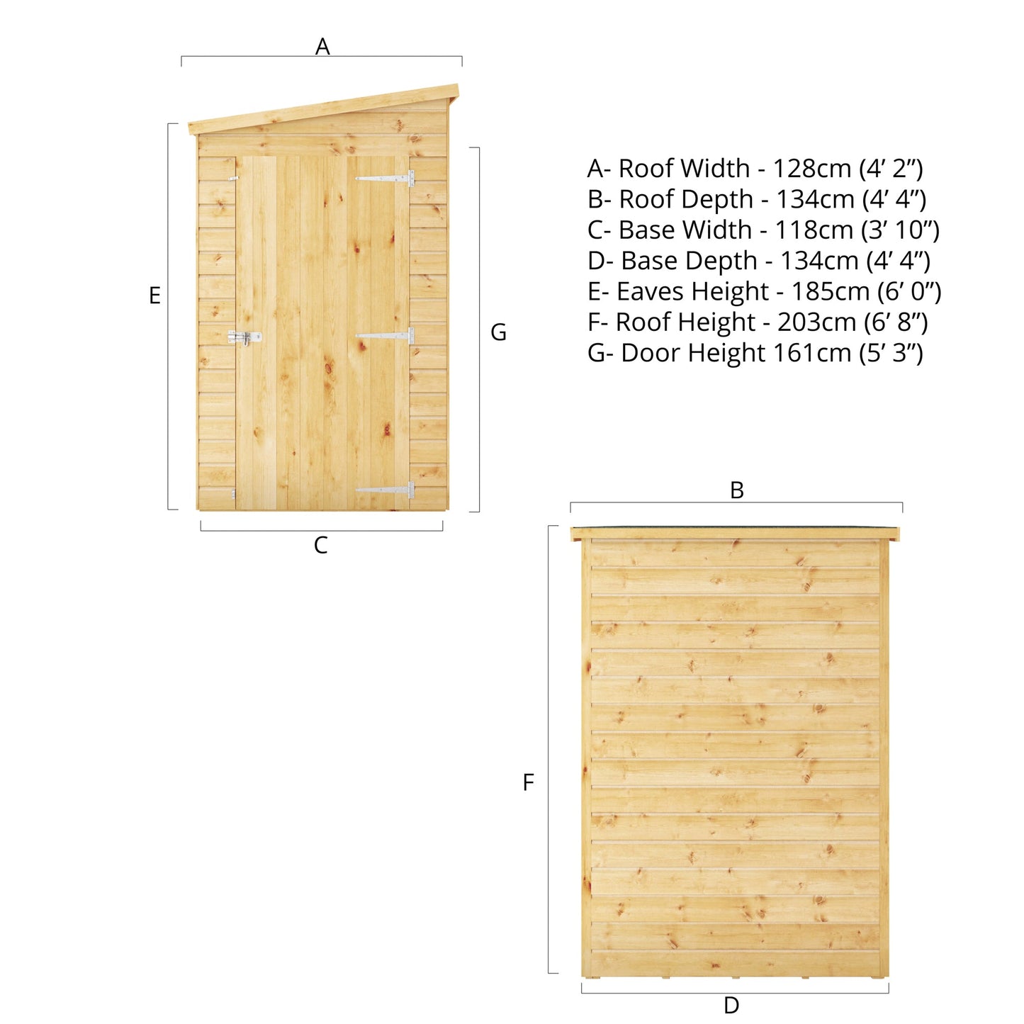 Mercia 4x4 Modular Shiplap Pent - Windowless