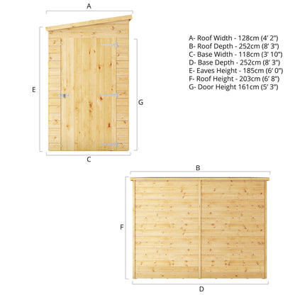 Mercia 8x4 Modular Shiplap Pent - Windowless
