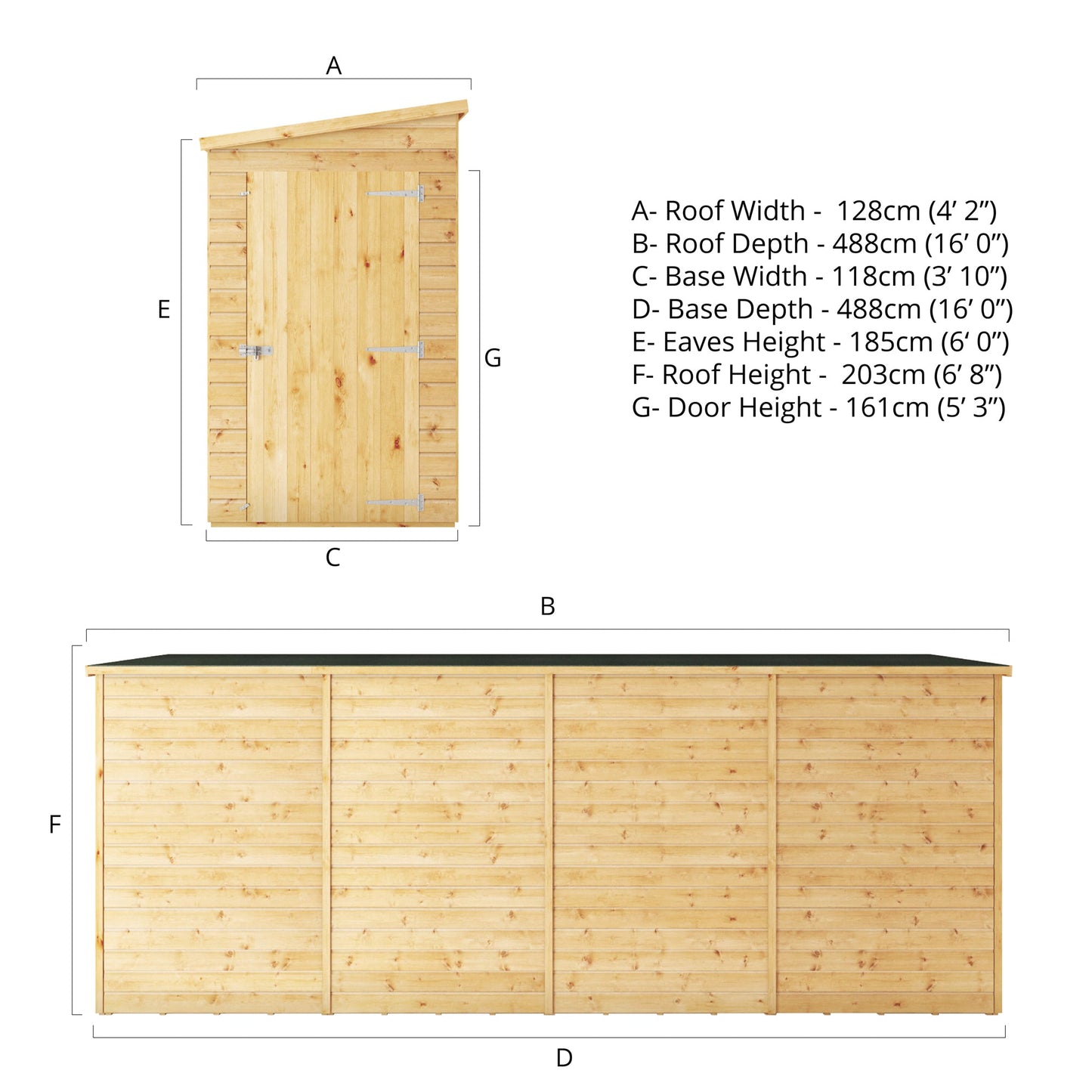 Mercia 16x4 Modular Shiplap Pent - Windowless