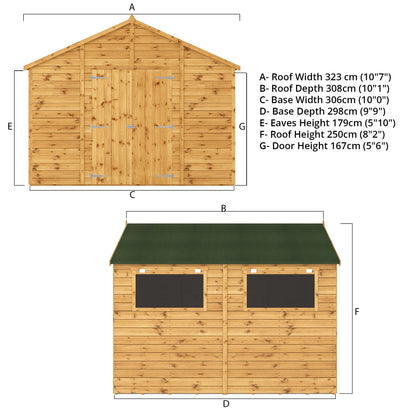 Mercia 10 x 10 Premium Shiplap Apex Workshop