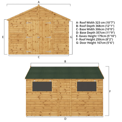 Mercia 12 x 10 Premium Shiplap Apex Workshop