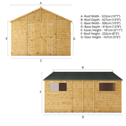 Mercia 14 x 10 Premium Shiplap Apex Workshop