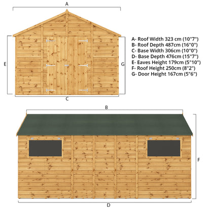 Mercia 16 x 10 Premium Shiplap Apex Workshop