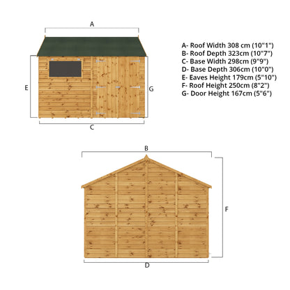 Mercia 10 x 10 Premium Shiplap Reverse Apex Workshop