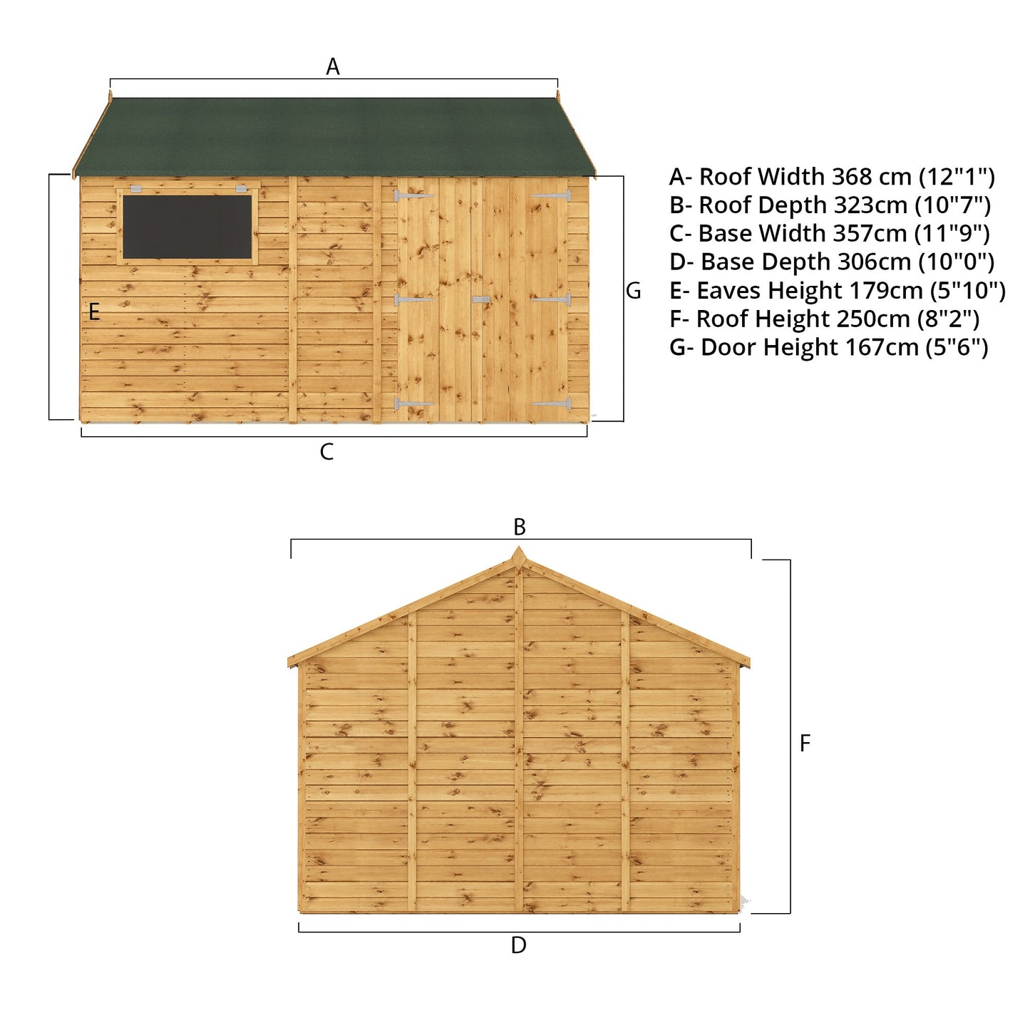 Mercia 12 x 10 Premium Shiplap Reverse Apex Workshop