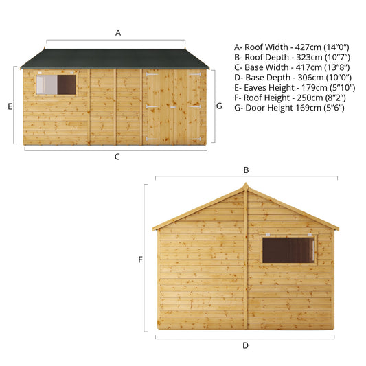 Mercia 14 x 10 Premium Shiplap Reverse Apex Workshop