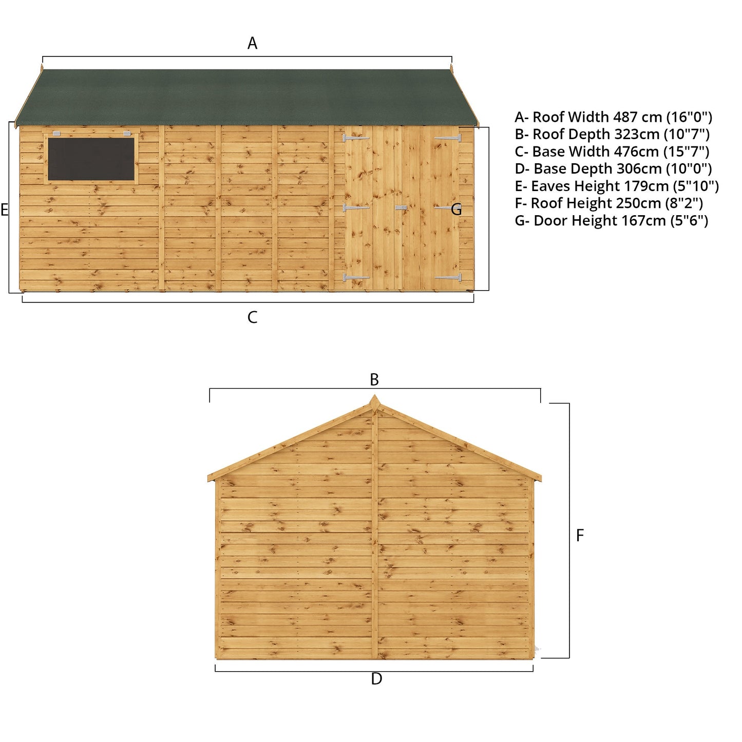 Mercia 16 x 10 Premium Shiplap Reverse Apex Workshop