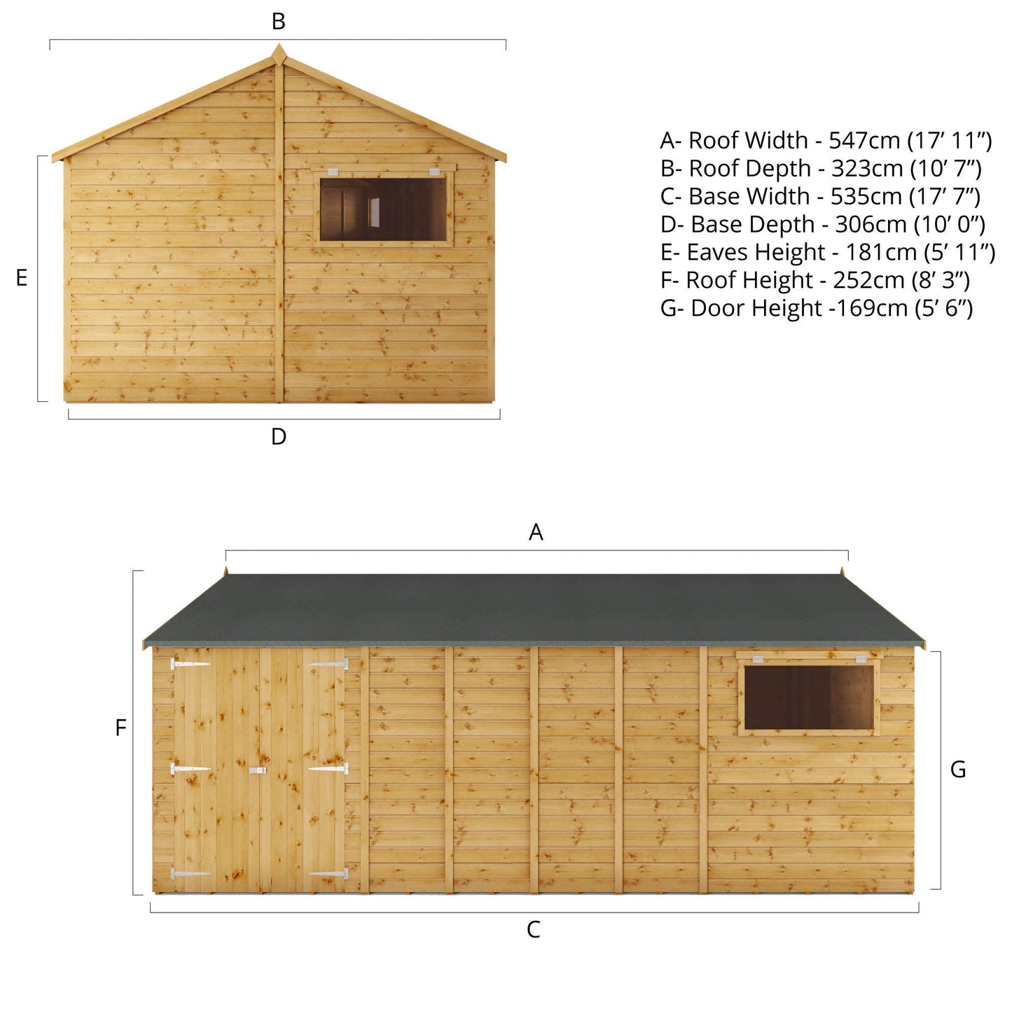 Mercia 18 x 10 Premium Shiplap Reverse Apex Workshop