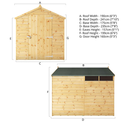 Mercia 8 x 6 Shiplap Security Apex