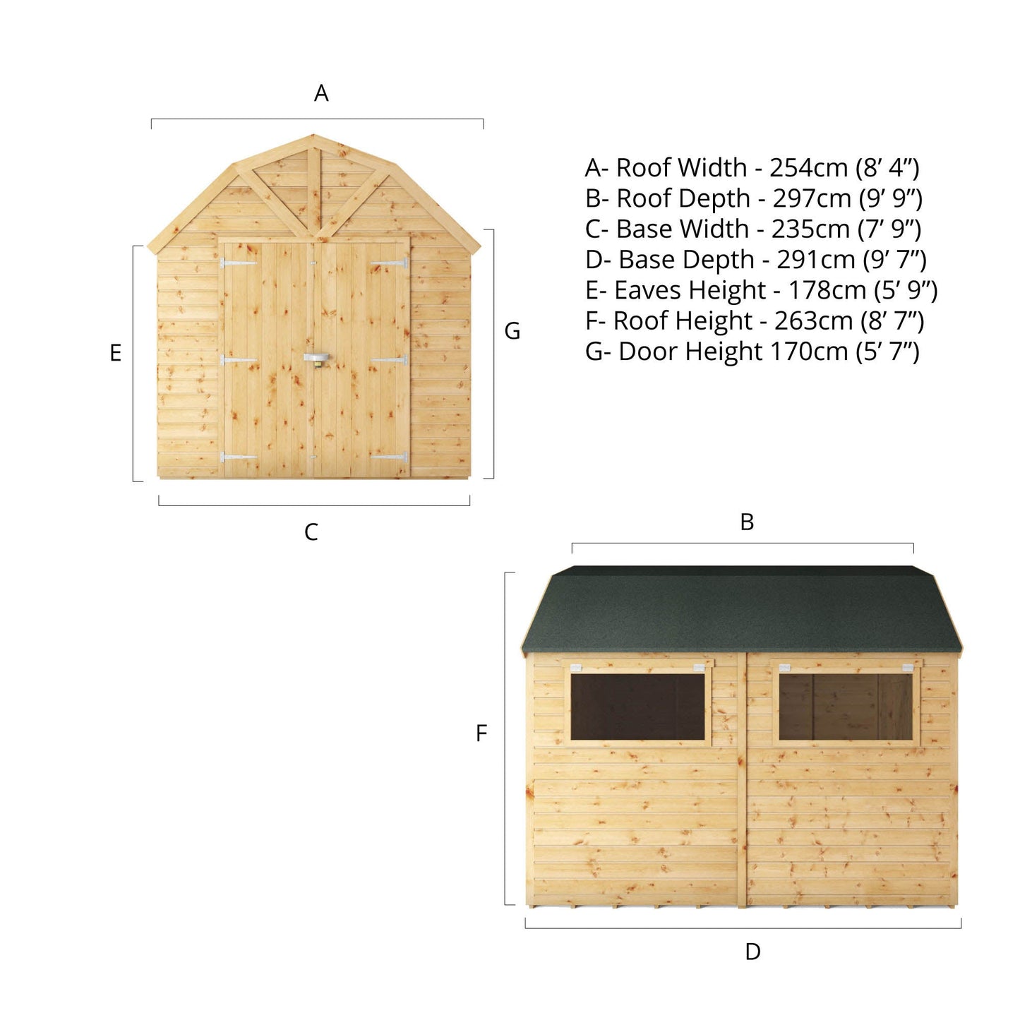 Mercia 10 x 8 Premium Shiplap Dutch Barn