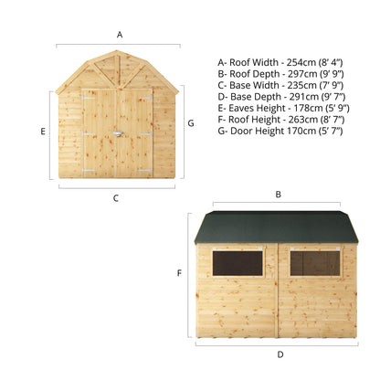 Mercia 10 x 8 Premium Shiplap Dutch Barn