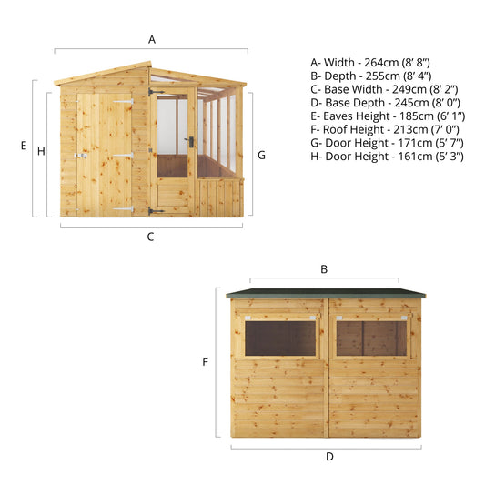 Mercia 8 x 8 Premuim Combi Greenhouse