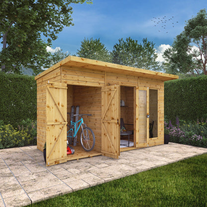 Mercia 12 x 6 Maine Pent Summerhouse With Side Shed