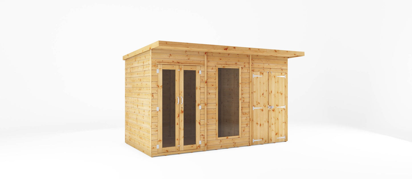 Mercia 12 x 6 Maine Pent Summerhouse With Side Shed