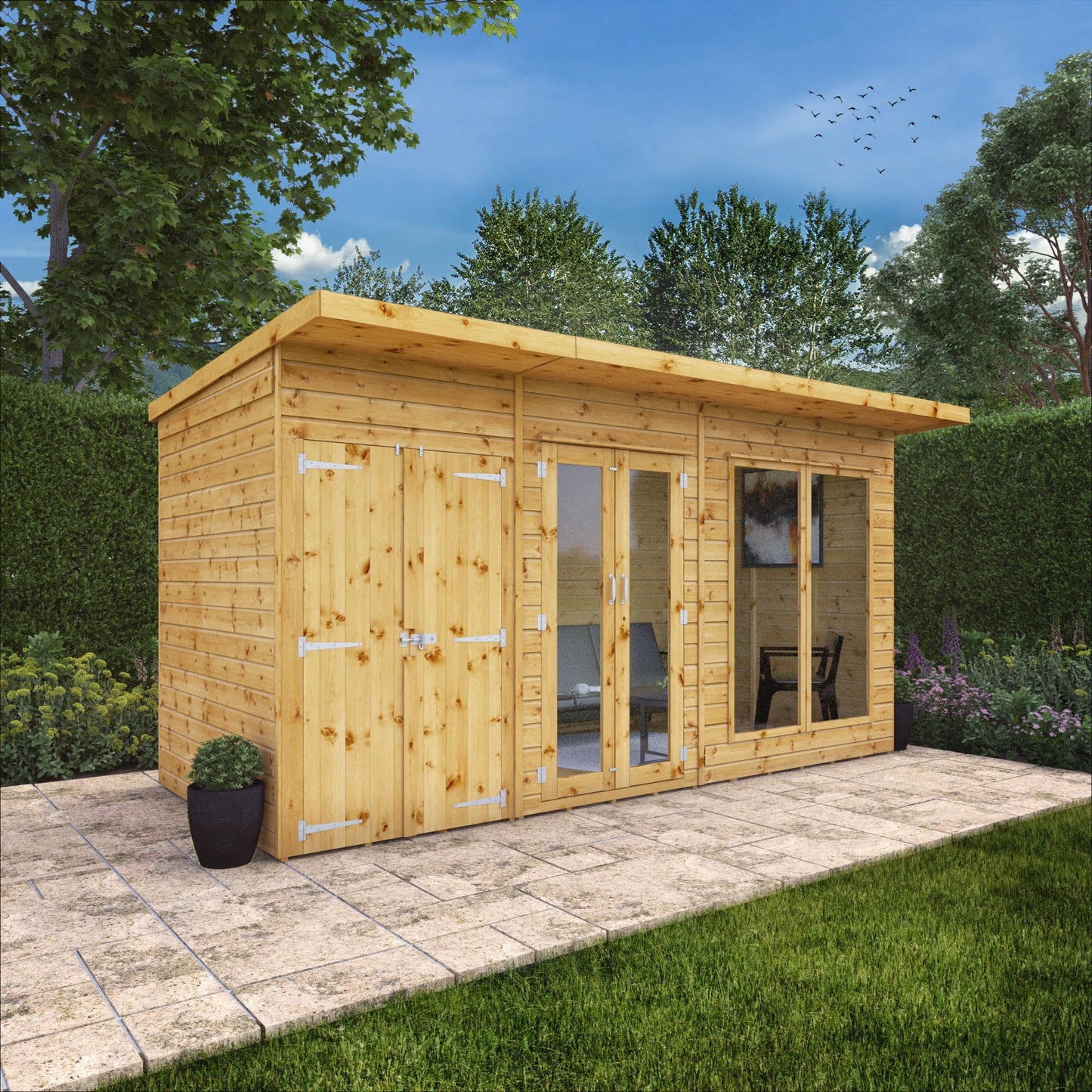 Mercia 14 x 6 Maine Pent Summerhouse With Side Shed