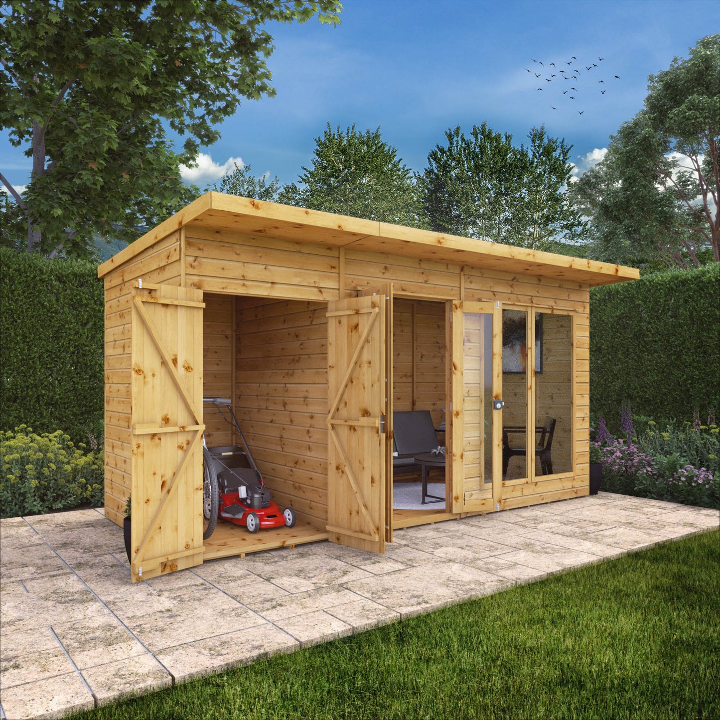 Mercia 14 x 6 Maine Pent Summerhouse With Side Shed