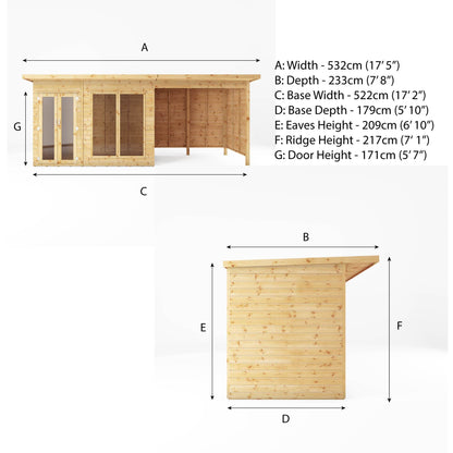 Mercia 18 x 6 Maine Pent Summerhouse With Patio Area