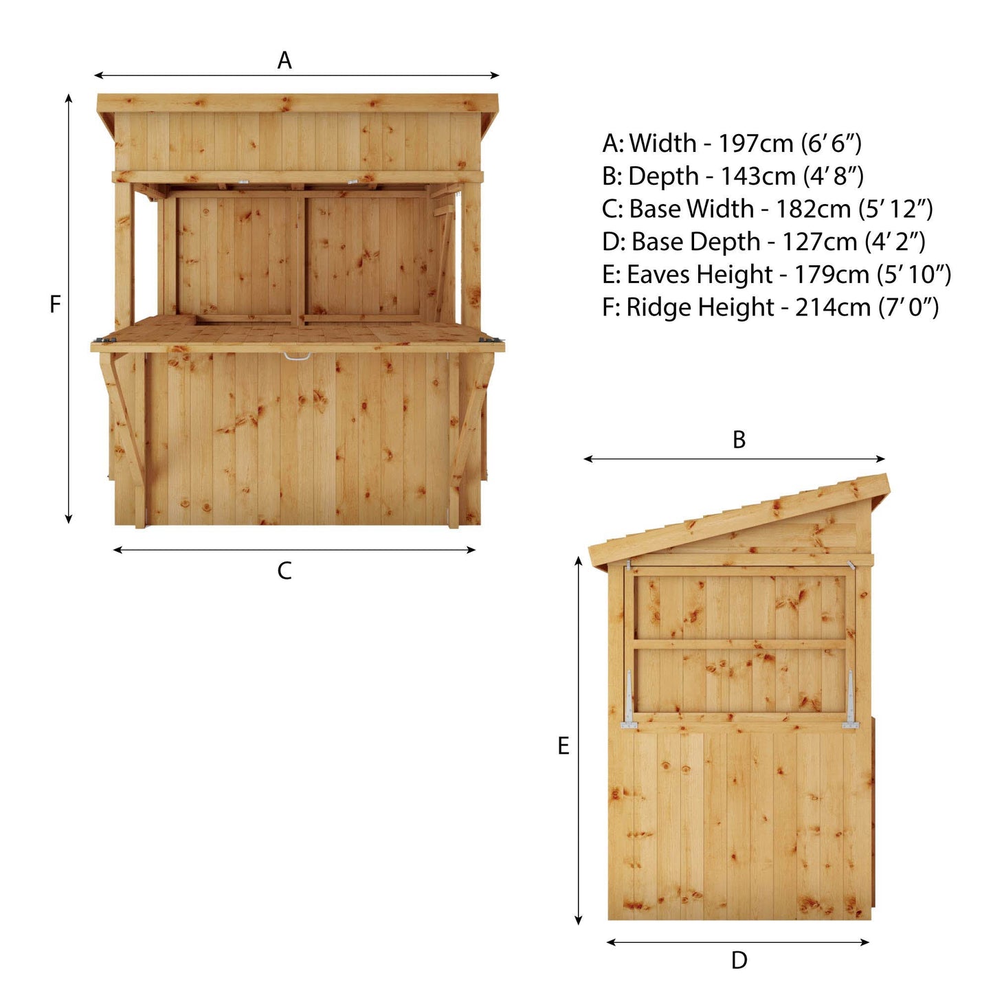 Mercia Premium Pressure Treated Garden Bar 6 x 4 With Shutters